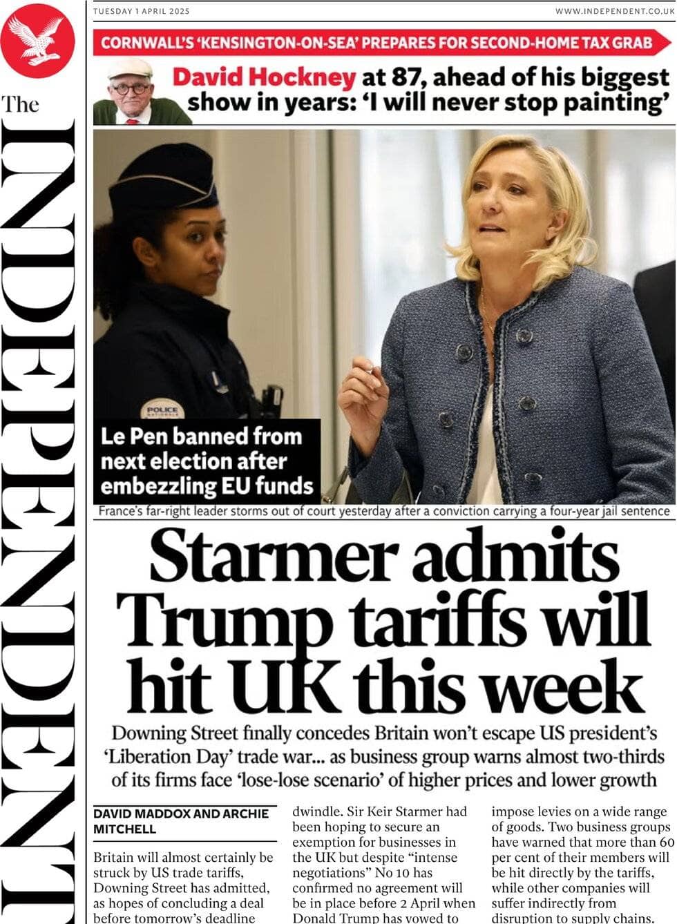 Starmer admits Trump tariffs will hit UK this week - Le Pen banned from next election after embezzling EU funds