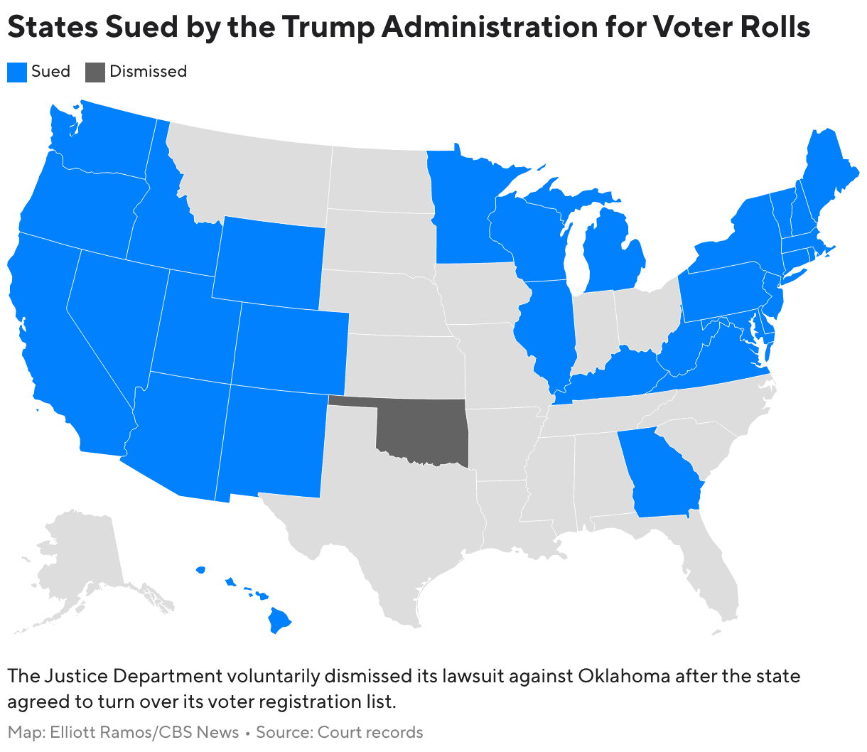 Trump administration files 31 lawsuits for state voter data access, status updates provided