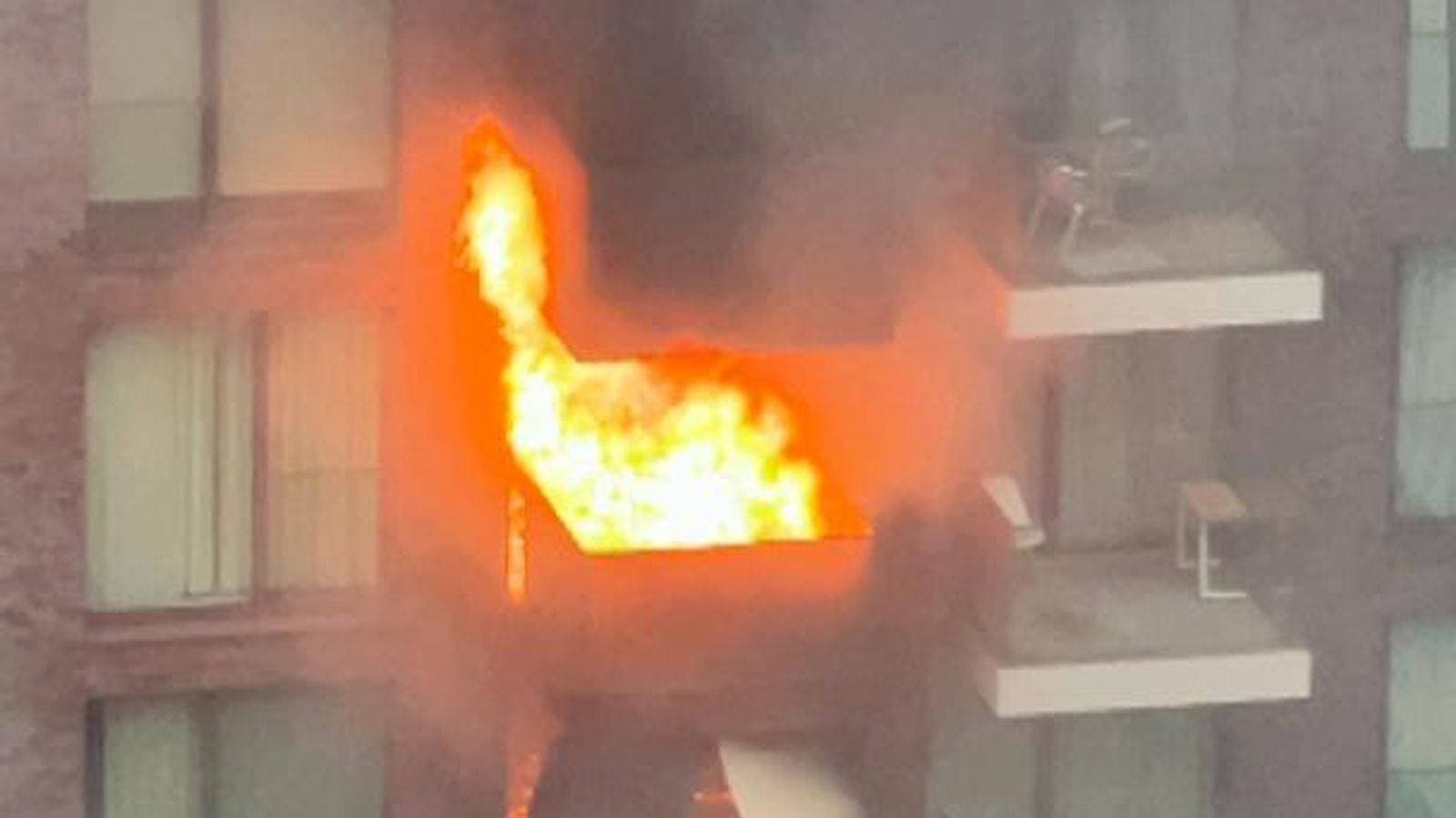 100 firefighters tackle blaze at flats in Aldgate, east London