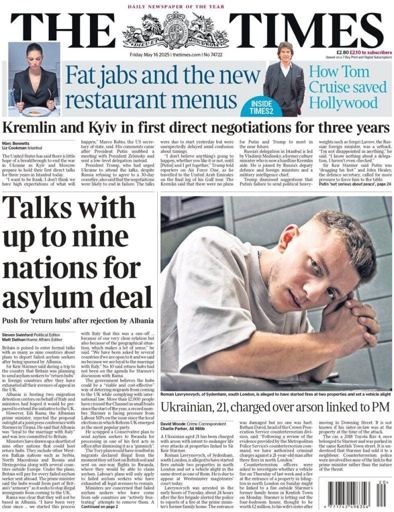 Ukrainian charged over arson linked to PM | Paper Talk UK