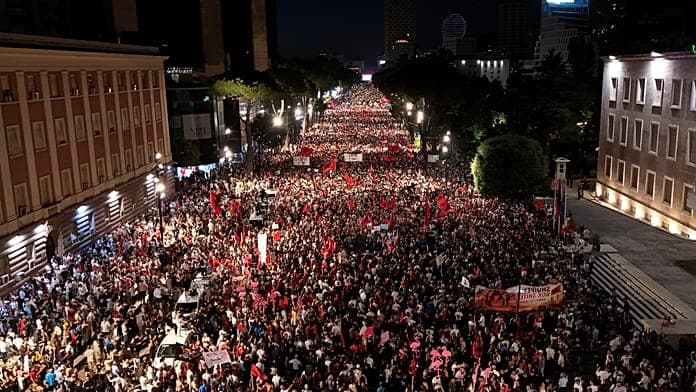 Tens of thousands protest in Tirana against Trump family hotel plans Tens of thousands protest in Tirana against Trump family hotel plans