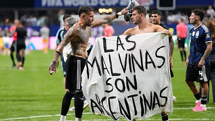 Argentina faces potential fines over Falkland Islands banner at World Cup semi-final Argentina faces potential fines over Falkland Islands banner at World Cup semi-final