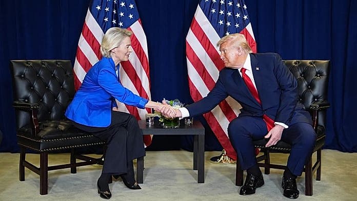Us president trump renews threats against eu-us trade deal on anniversary